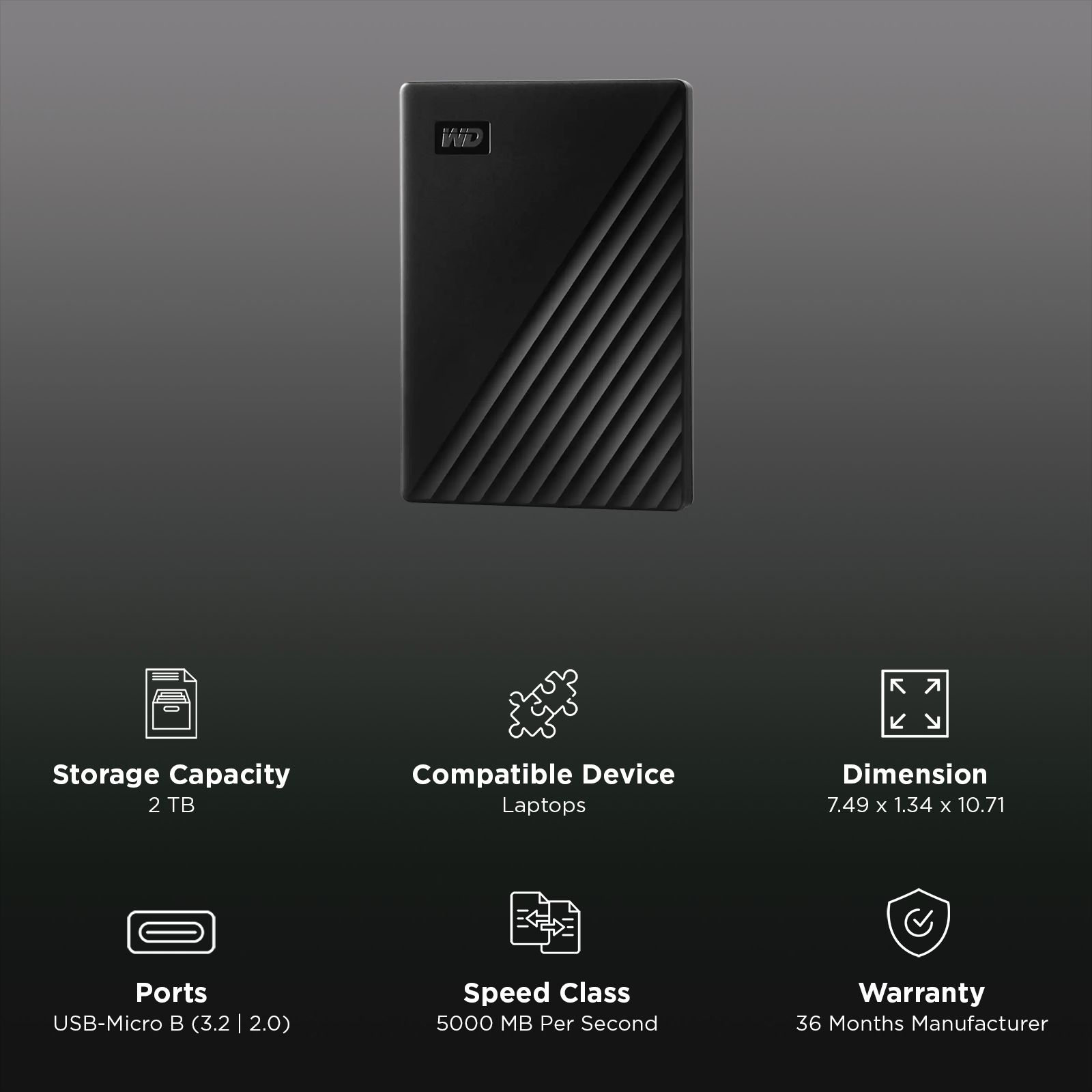 Buy Western Digital My Passport 2TB USB (3.2) Portable Hard Disk